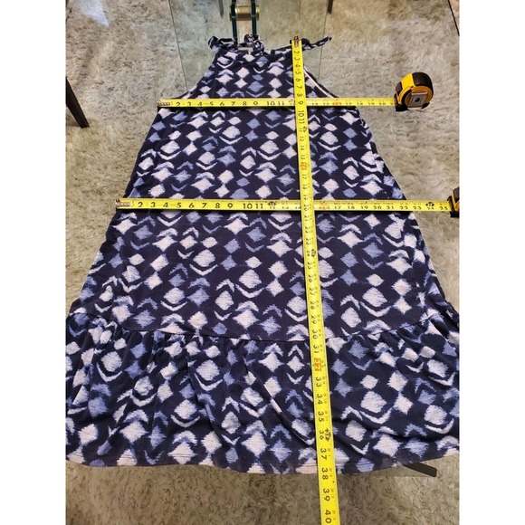 Time And Tru Women's Blue Rayon Round Neck Sleeveless Casual Knee Length Dress L - Picture 7 of 12